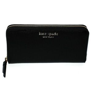NWT ♠️ Kate Spade ♠️ large continental zip Cameron wallet black gold saf leather